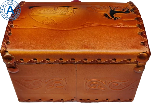 Altyn Adam storage box made of leather, rectangular, brown, middle photo 4