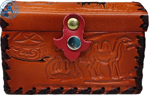 Altyn Adam storage box made of leather, rectangular, brown, small Altyn Adam storage box made of leather, rectangular, brown, small