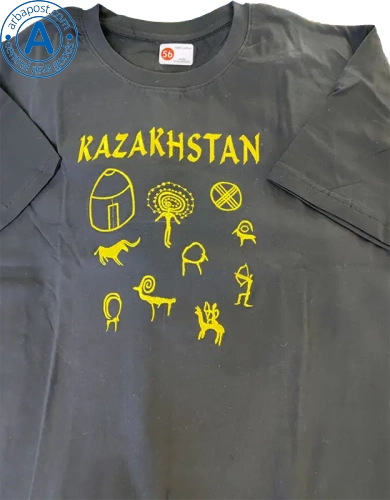 Altyn Adam t-shirt, Kazakhstan, black with yellow pattern photo 2