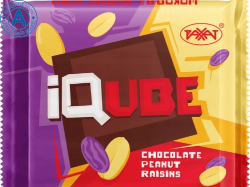 Rakhat chocolate bar, iQube, peanuts and raisins, 70 g