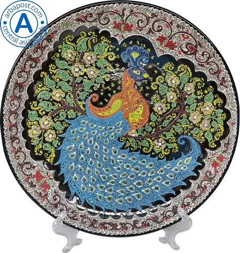 Altyn Adam plate made of ceramic, round, bird