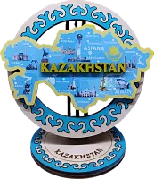 Altyn Adam stand made of wood, Kazakhstan map