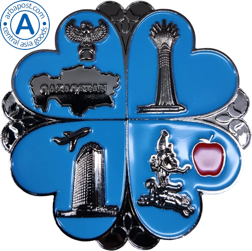 Altyn Adam magnet, Kazakhstan map, blue, Kazakhstan hotel-Baiterek