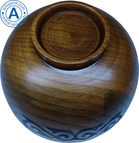 Altyn Adam bowl made of wood, round, brown with black pattern photo 4