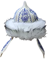 Altyn Adam cap made of felt and fur, white with blue pattern