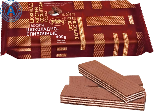 Rakhat waffles, chocolate and cream, 400 g