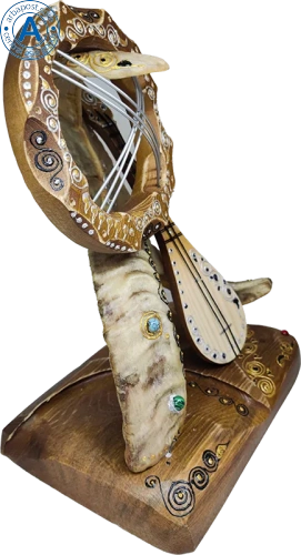 Altyn Adam figure made of wood and horn, dombra and shanyrak photo 2