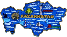 Altyn Adam magnet, Kazakhstan map, blue