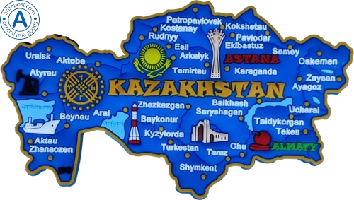 Altyn Adam magnet, Kazakhstan map, blue