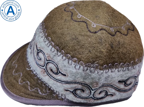 Altyn Adam cap made of felt, brown with kaz moyin black pattern photo 3