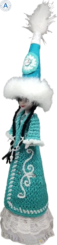 Altyn Adam doll, girl in saukele, light blue photo 2