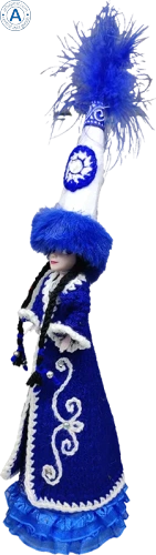 Altyn Adam doll, girl in saukele, blue photo 2