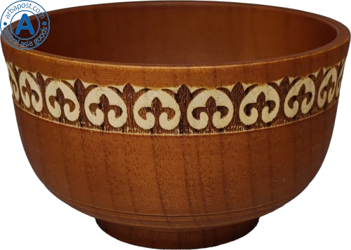 Altyn Adam bowl made of wood, round, brown with white pattern