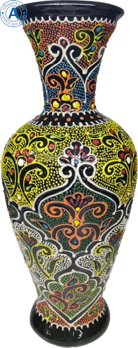 Altyn Adam jug made of ceramic, red-green-blue