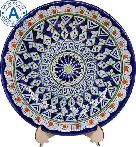 Altyn Adam plate made of ceramic, round, green-yellow, middle