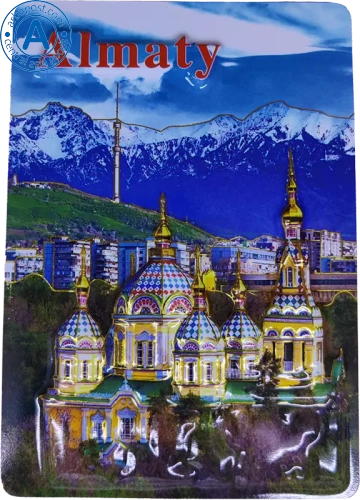 Altyn Adam magnet, Almaty, rectangular, Ascension Cathedral